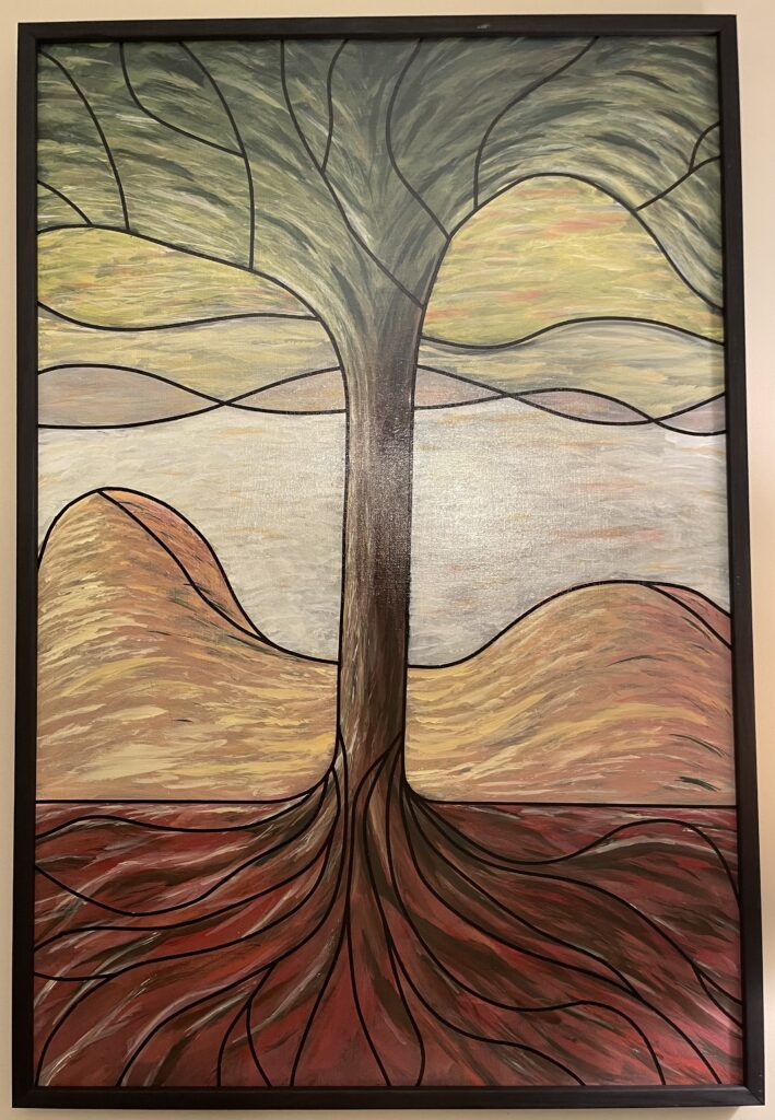 abstract painting of an Elm tree
